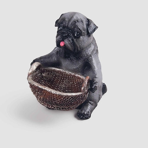 Cute puppy and basket sculpture for home decoration