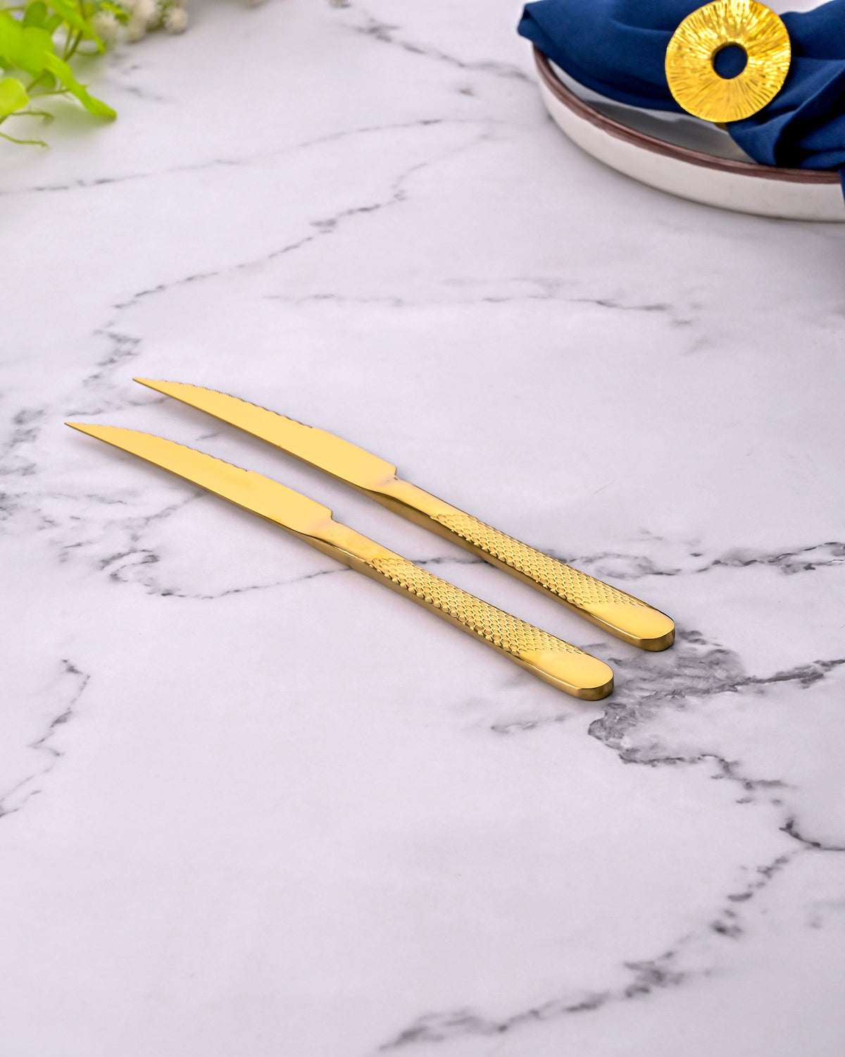 Radiant Gold Stainless Steel Knives Set of 2 with Elegant Gold Finish
