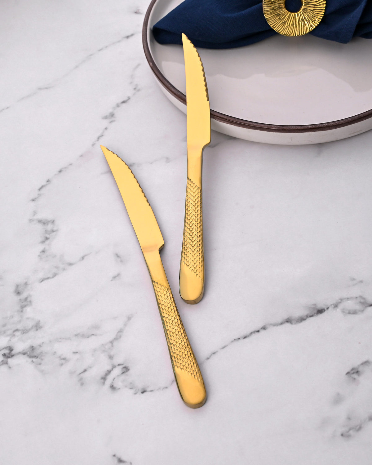 Premium Radiant Gold Knives Set of 2 for Stylish Dining