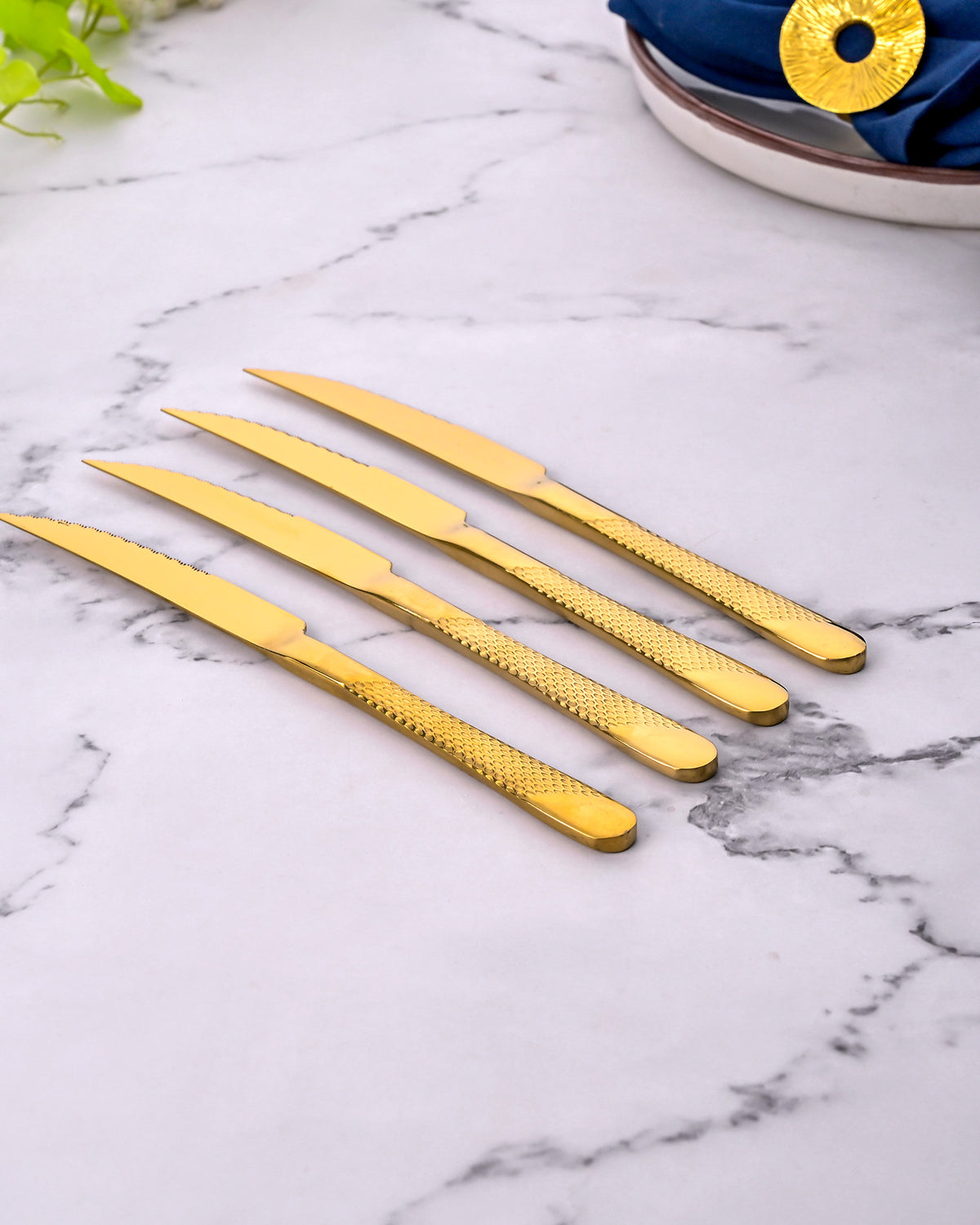 Radiant Gold Stainless Steel Knives Set of 4 with Elegant Gold Finish