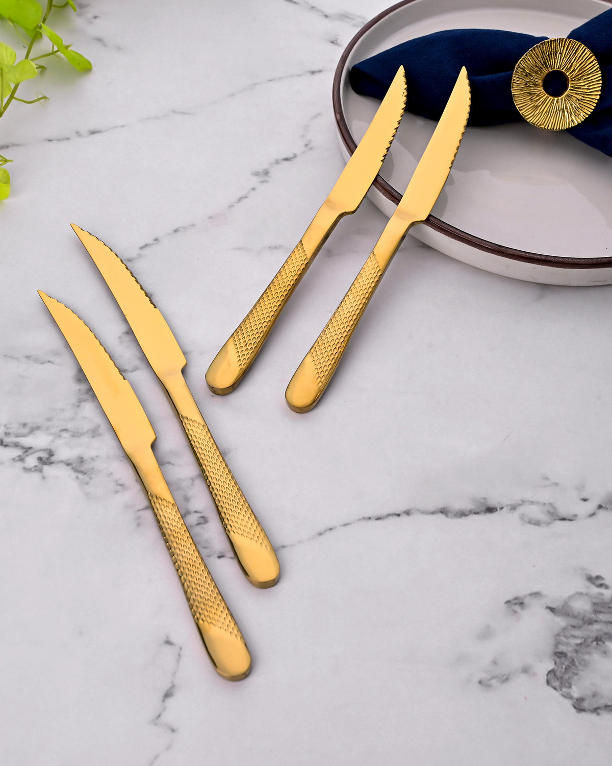 Premium Radiant Gold Knives Set of 4 for Stylish Dining