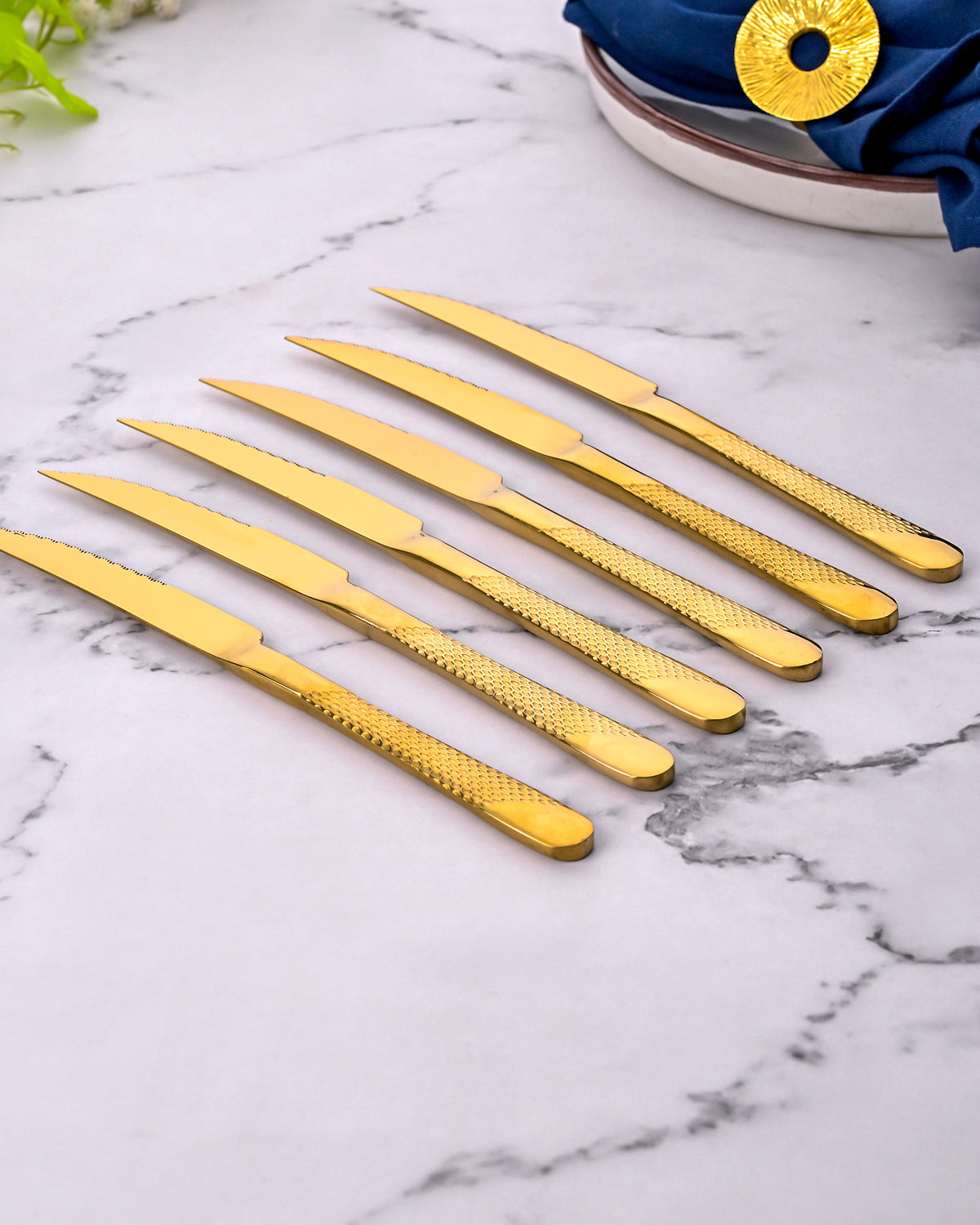 Radiant Gold Stainless Steel Knives Set of 6 with Elegant Gold Finish