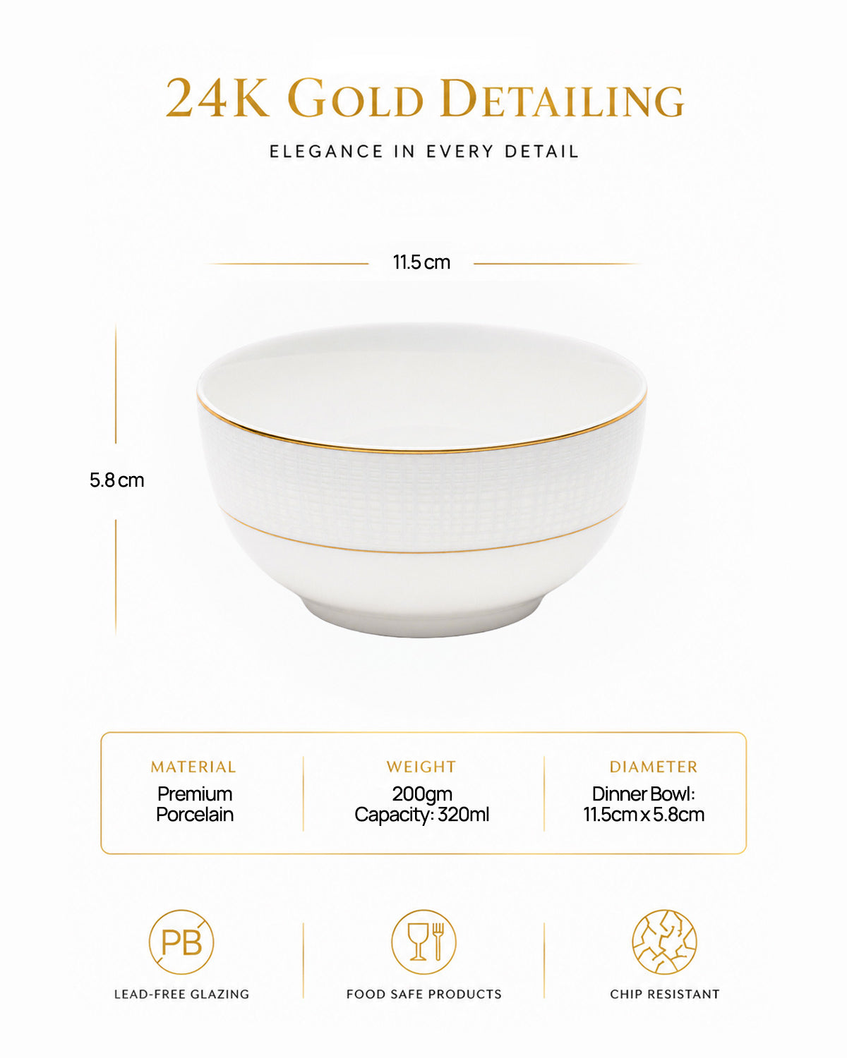 24K gold dining bowl