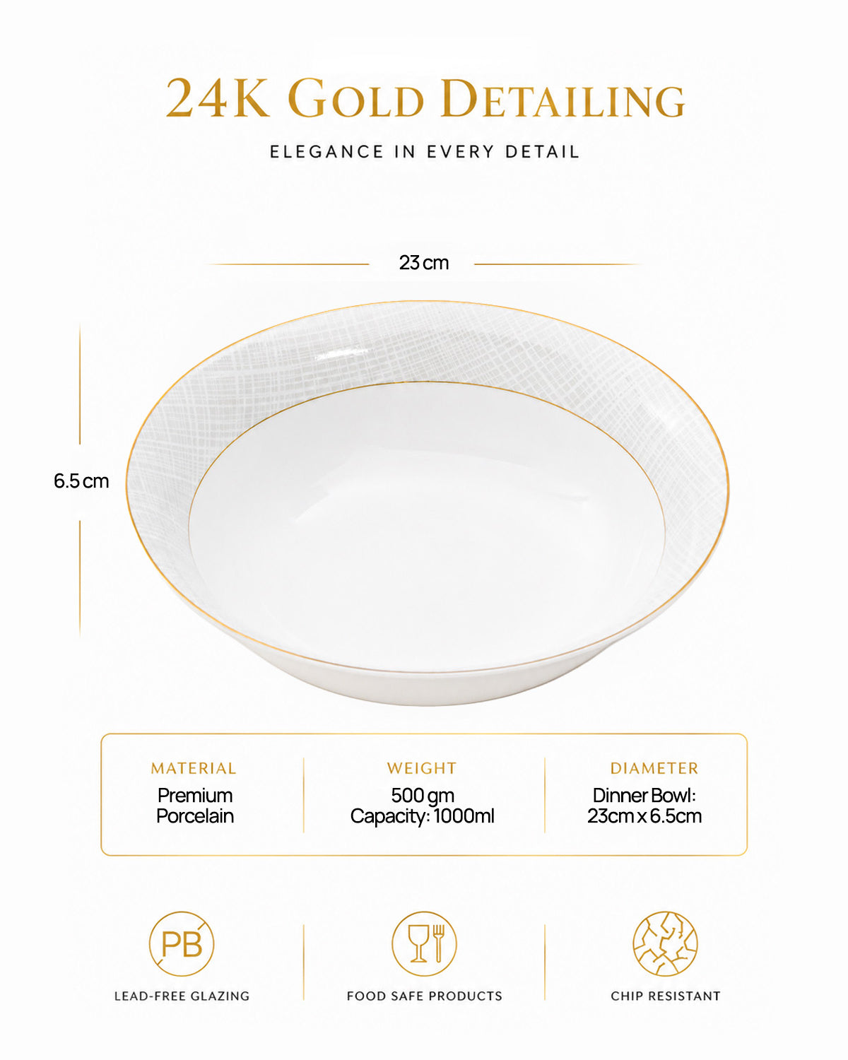 Regal Spell 24K gold serving bowl with elegant design