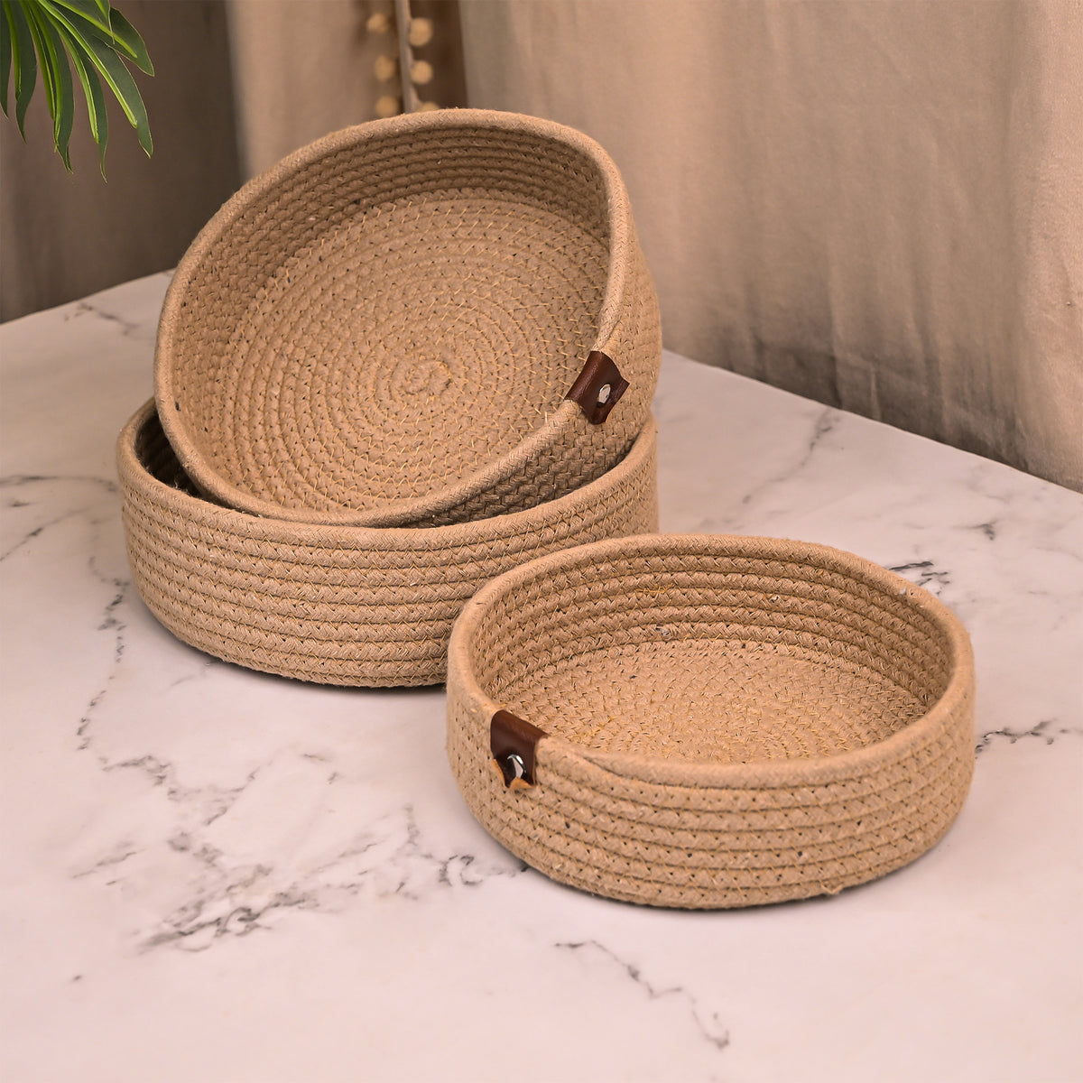 Round shaped storage basket set for home organization