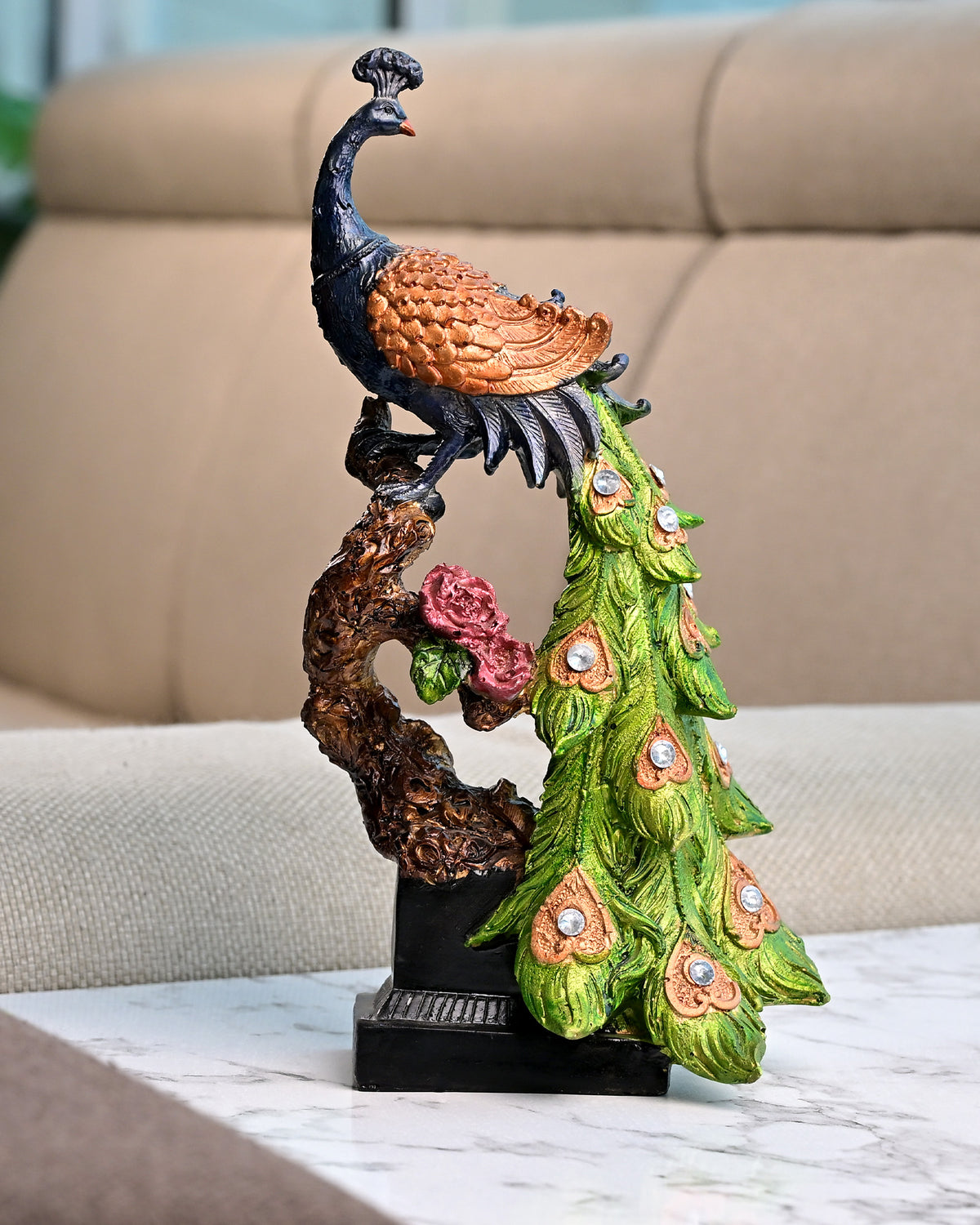 Royal Elegance Peacock Statue decorative home decor piece