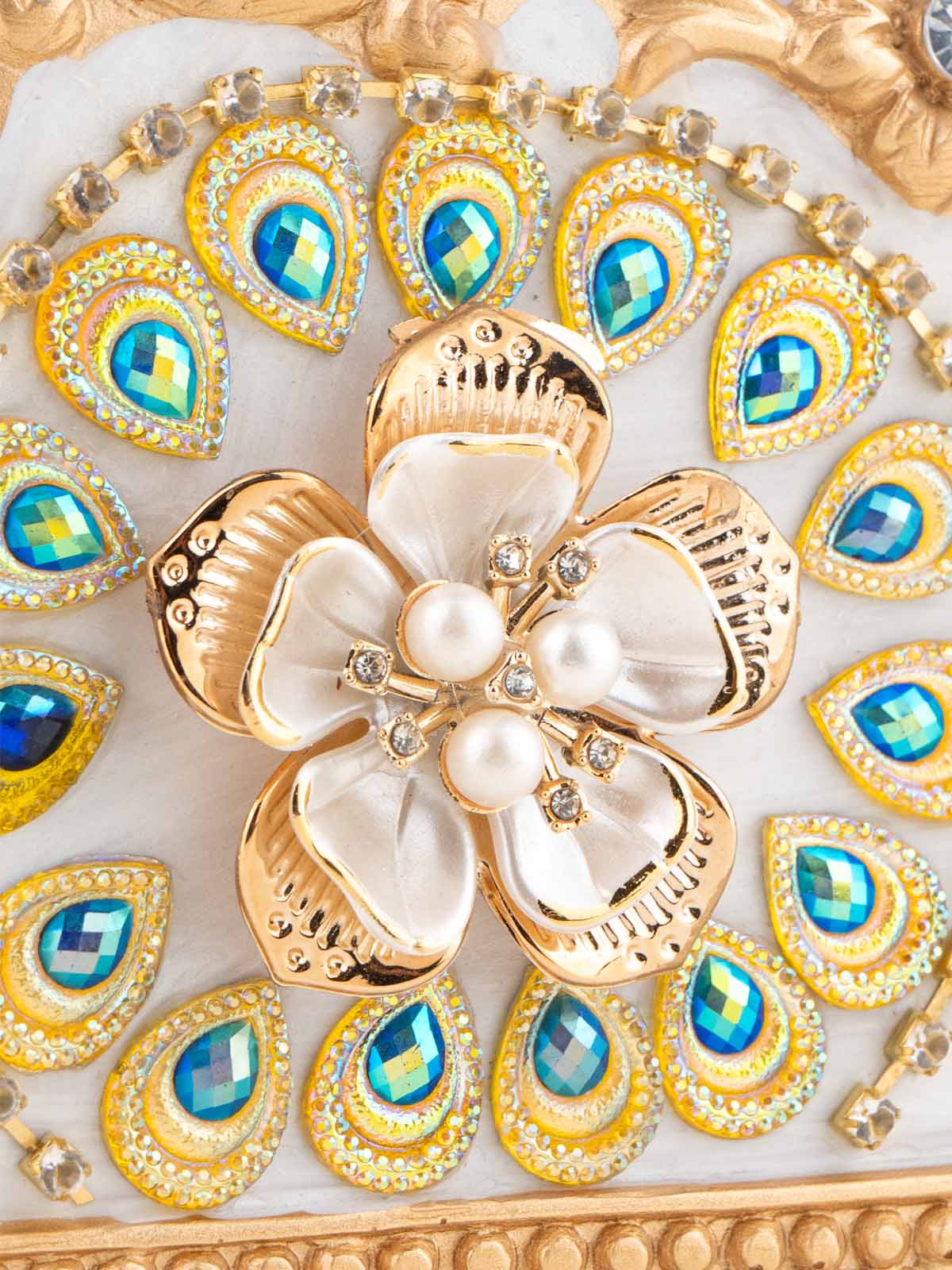 Close-up of ornate craftsmanship on a Royal European tissue holder