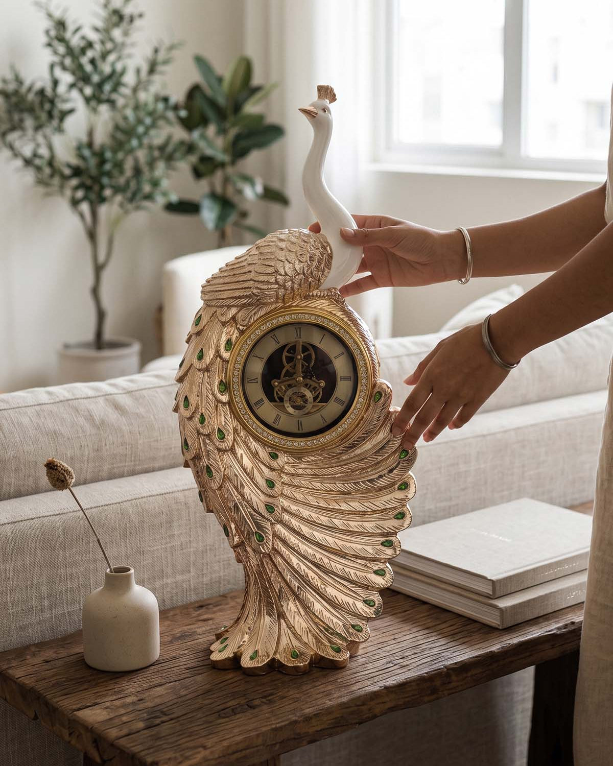 Luxury Royal Peacock Clock Showpiece for home décor