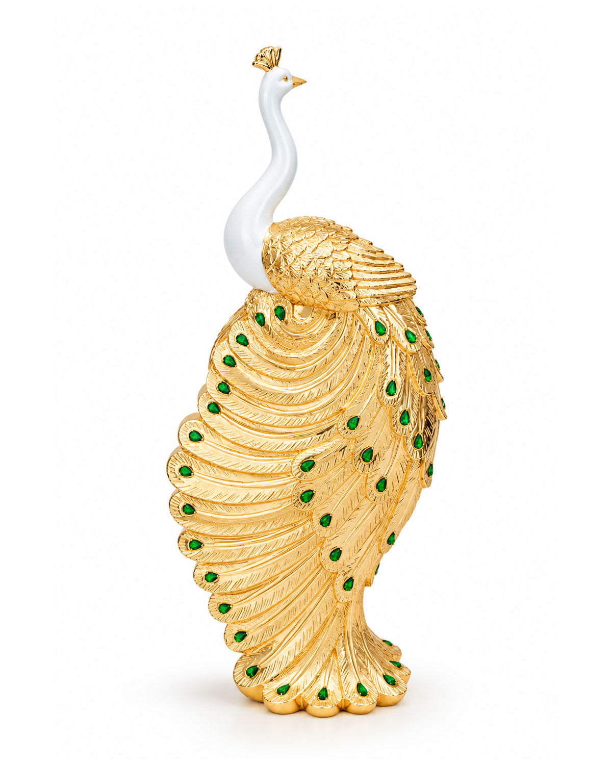 Royal Peacock Clock Showpiece front view with intricate detailing