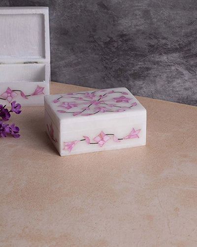 Elegant pink marble jewelry storage box for home decor