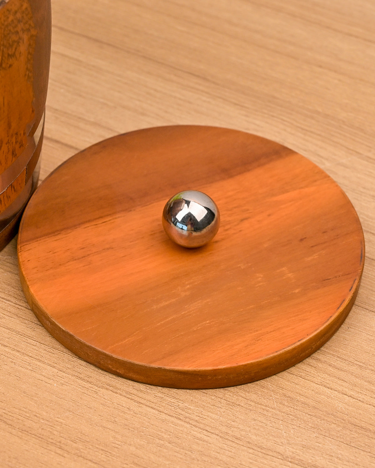 Wooden Ice Bucket Styled for a Rustic Home Bar Setup