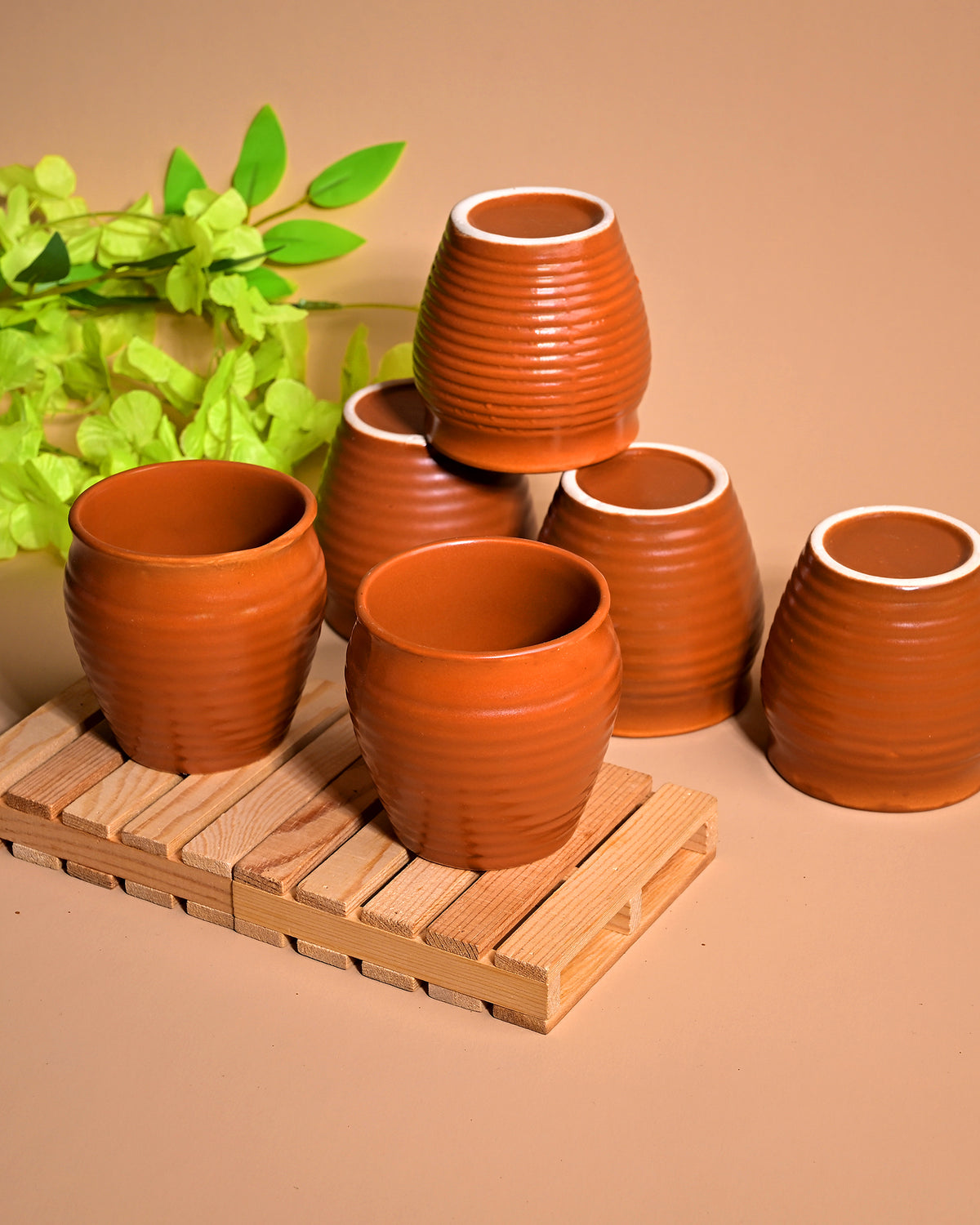 Six-piece ceramic kulhad set