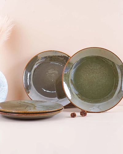 Rustic green dinner plates set of 4