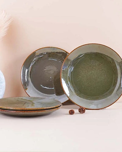 10.5 inch rustic green dinner plate set