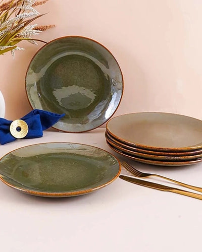 Rustic green dinner plates set of 6