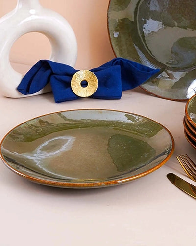 Green dinner plates set of 6 for serving meals