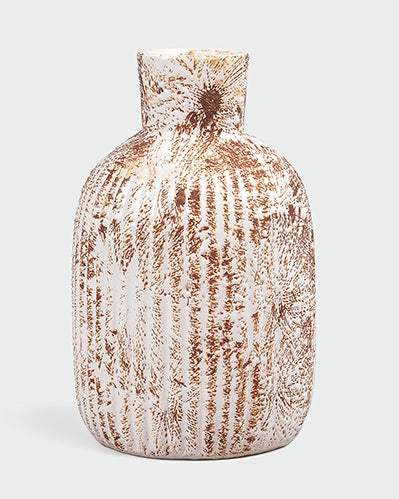 Elegant rustic white vase for farmhouse home decor