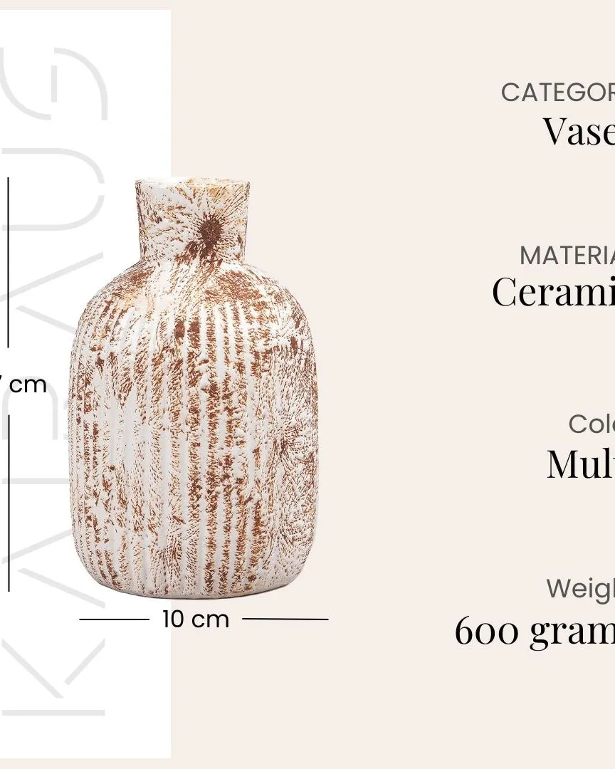 White ceramic vase with a charming rustic finish