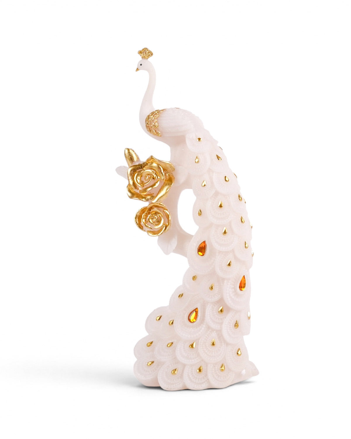 Shwet white peacock decorative figurine