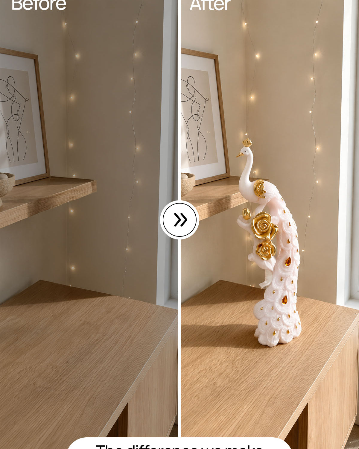 White Shwet peacock figurine for elegant interiors