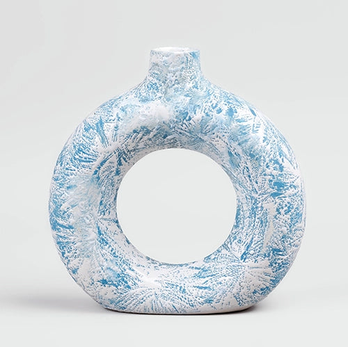 Elegant sky blue ring vase for contemporary home decor