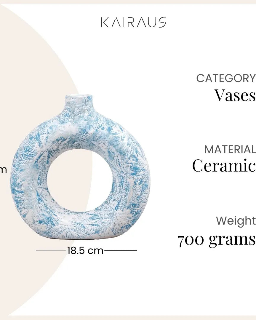 Minimalist sky blue donut-shaped vase with unique design