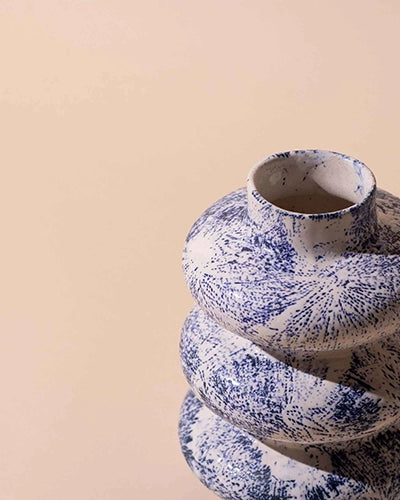 Modern slate blue ceramic vase for contemporary home decor