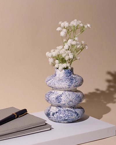Contemporary slate blue vase for tabletop decoration