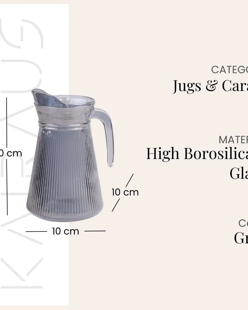 Transparent smoke grey glass pitcher set for everyday use