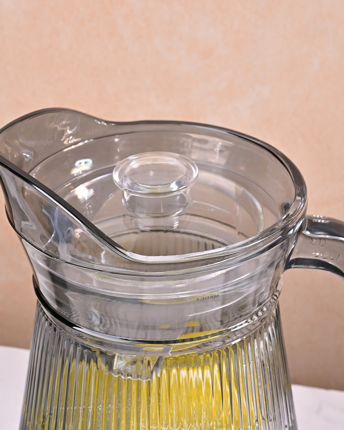 Modern smoke grey glass water jug and tumbler set