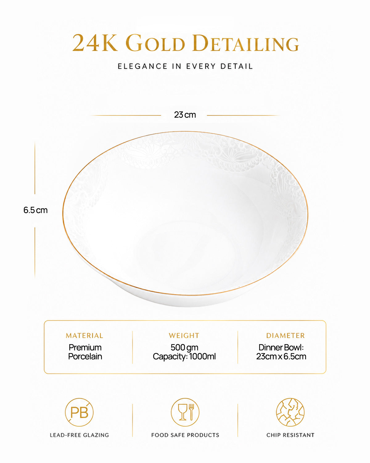 Snowflake 24K gold serving bowl with elegant design