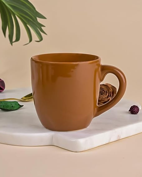 Set of Four Solid Chocolate Brown Ceramic Tea Cups