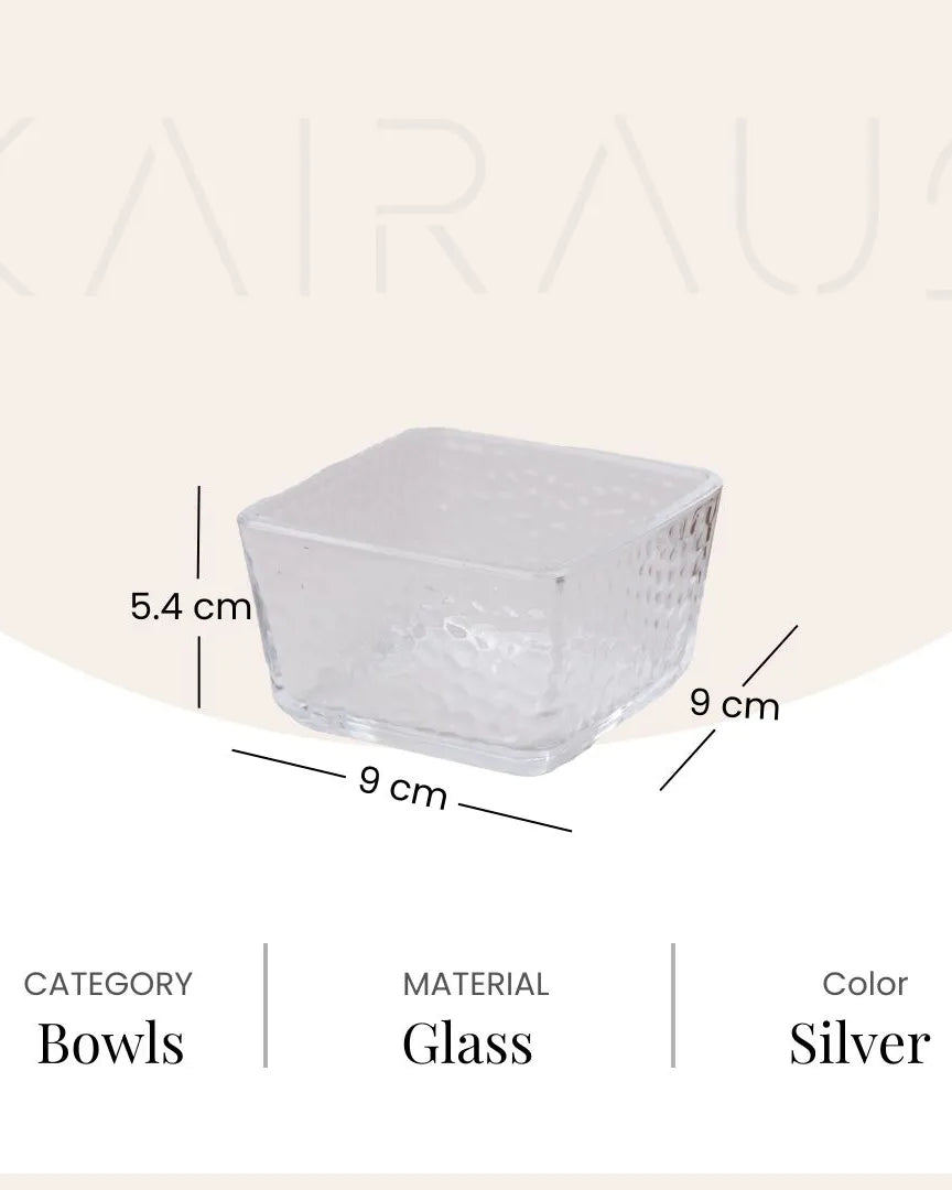 Decorative sparkling glass bowl and tray