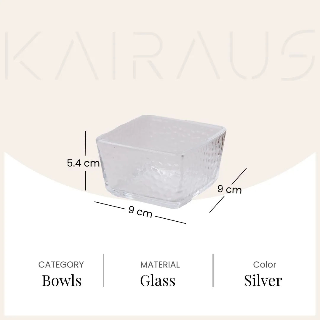 Decorative sparkling glass bowl and tray