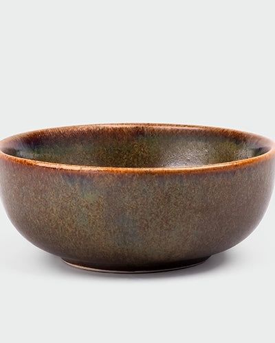 Two-piece brown ceramic bowl set