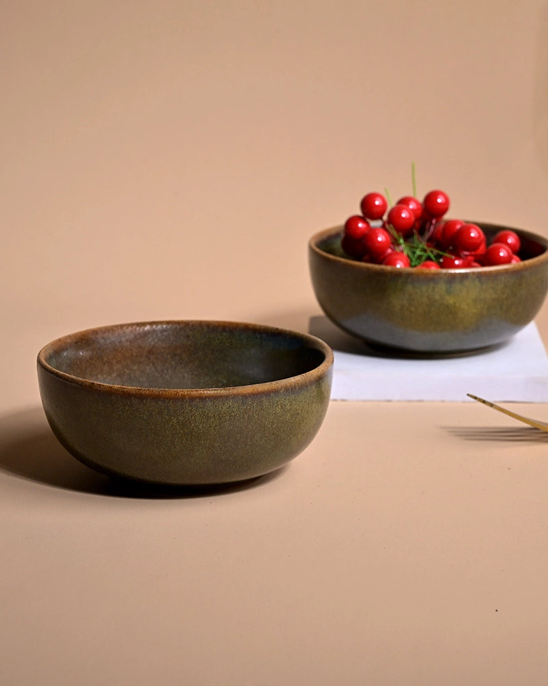 Stylish brown ceramic bowls for serving