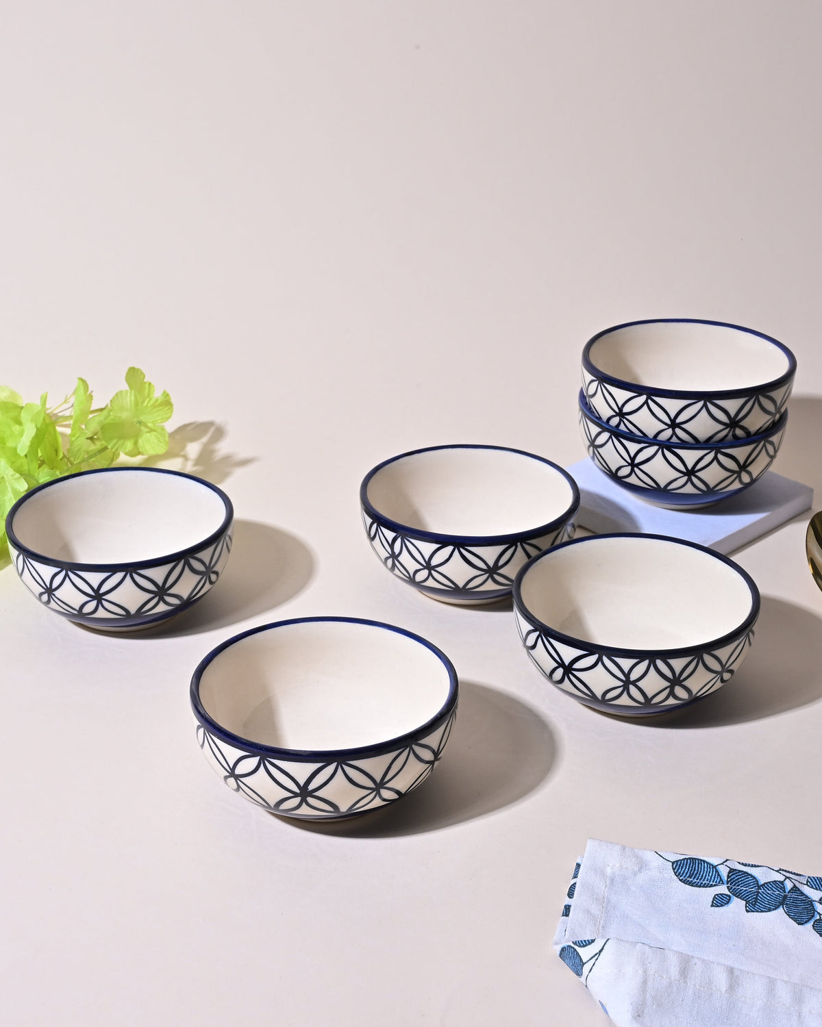Elegant ceramic serving bowls close-up