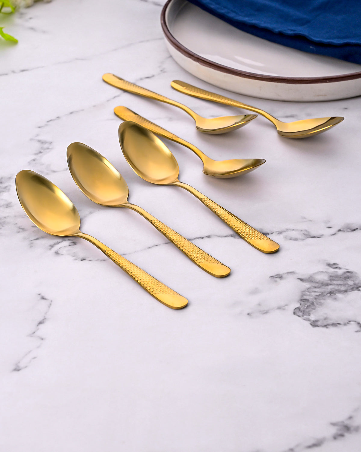 Premium Sunlit Gold Tea Spoons Set Featuring a Polished Finish
