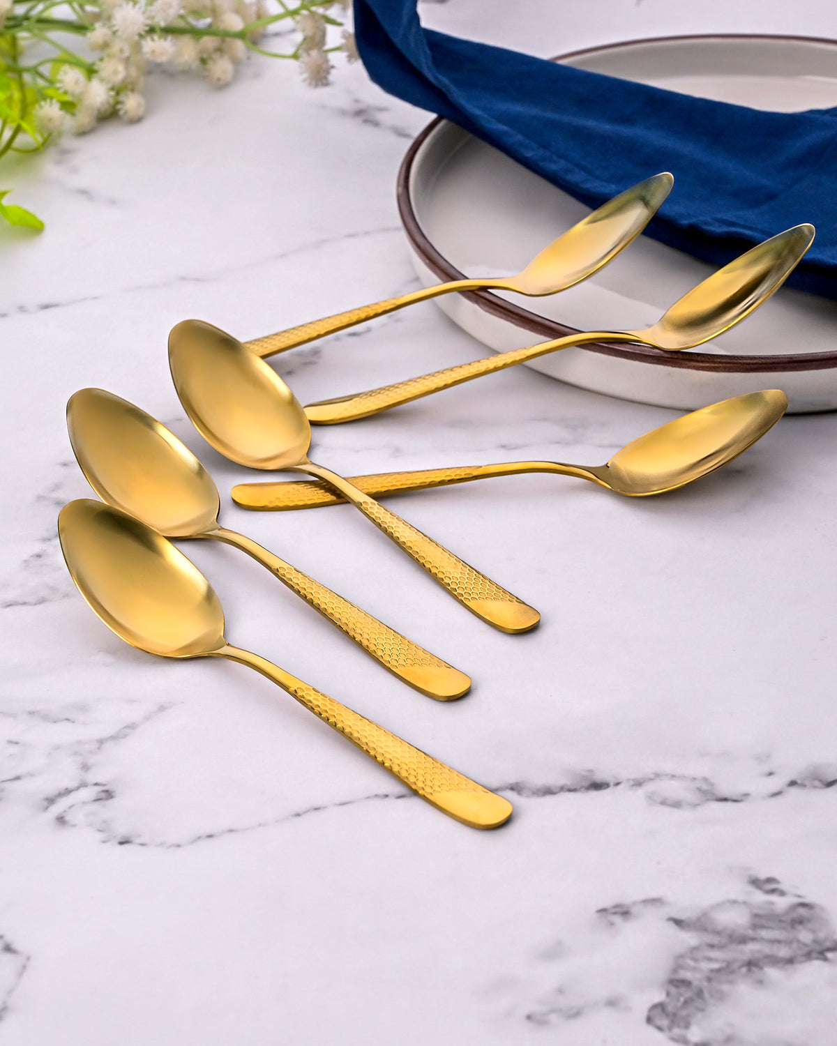 Luxury Gold Tea Spoons Set of 6 for Tea and Coffee