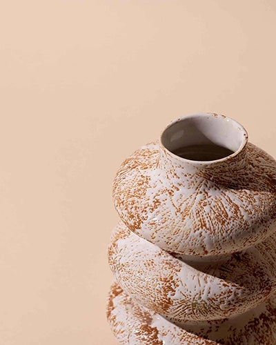 Modern taupe ceramic vase for contemporary home decor