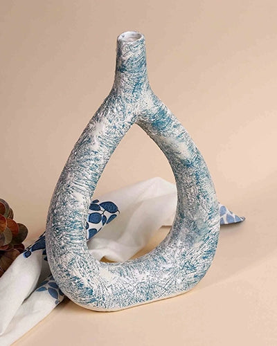 Teal textured flower vase for stylish interior decoration