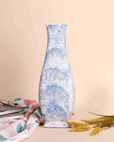Modern blue flower vase with artistic textured design