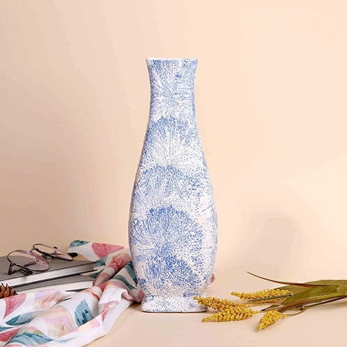 Modern blue flower vase with artistic textured design