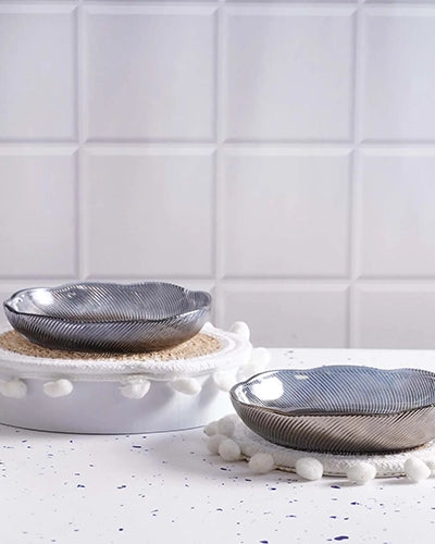 Textured glass bowl set of 2