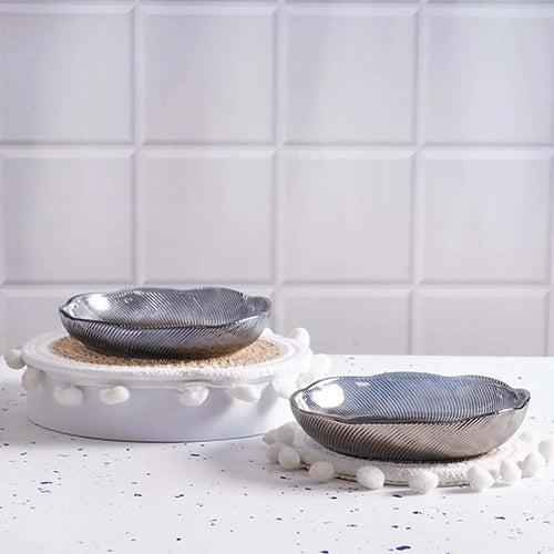 Textured glass bowl set of 2