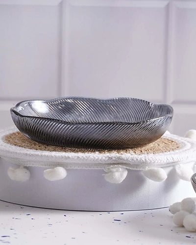 Set of two textured glass bowls