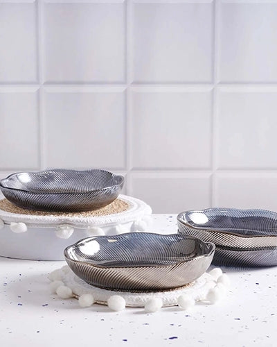 Textured glass bowl set of 4