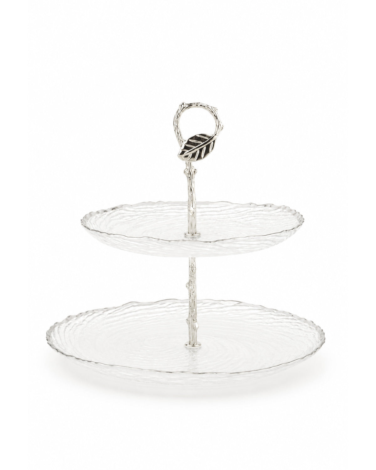 The Canopy Two-Tier Serving Stand displayed on a dining table