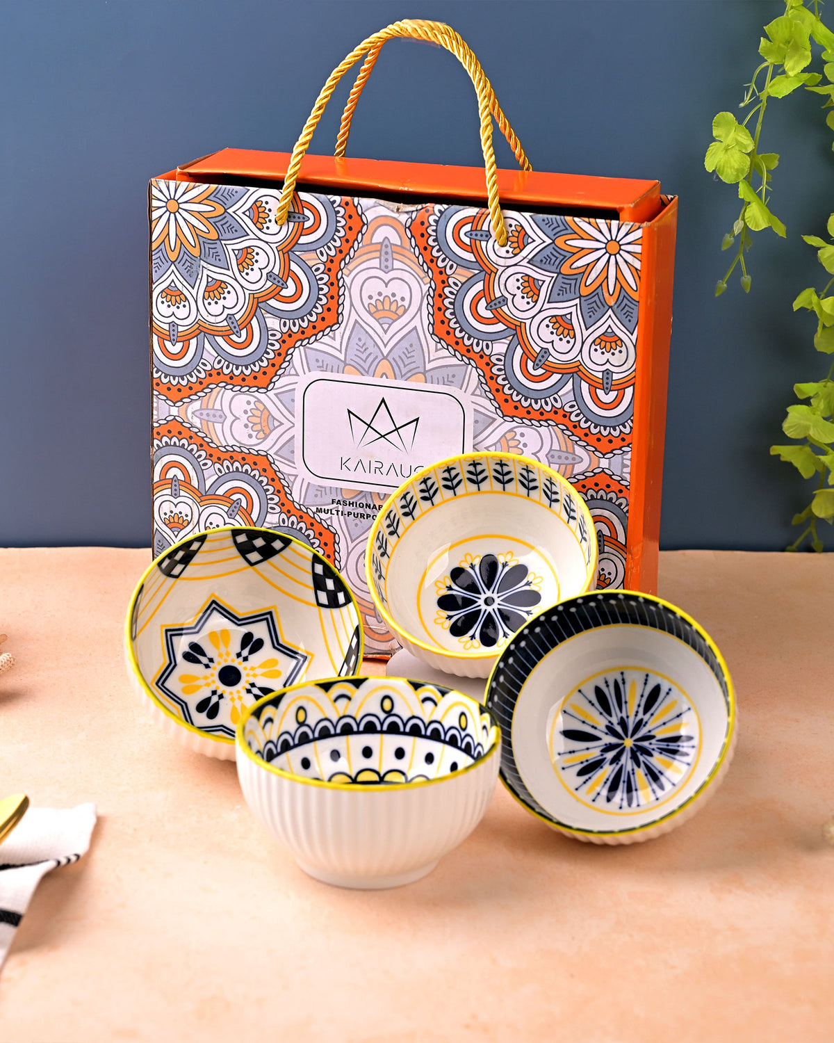 The Nest floral porcelain bowls set of 4