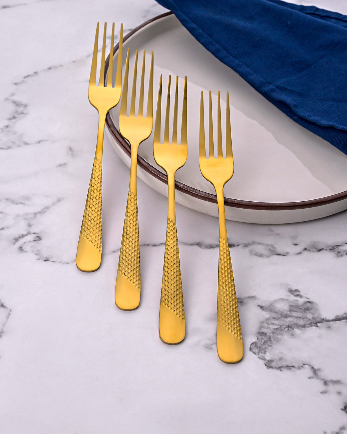 Timeless Stainless Steel Golden Forks Set of 4 with Elegant Gold Finish